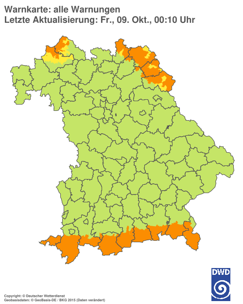 Aktuelle Warnkarte: Bayern