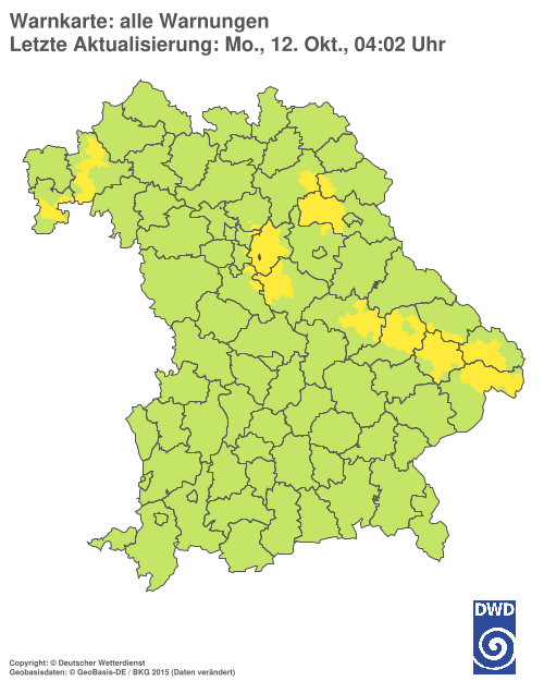 Aktuelle Warnkarte: Bayern