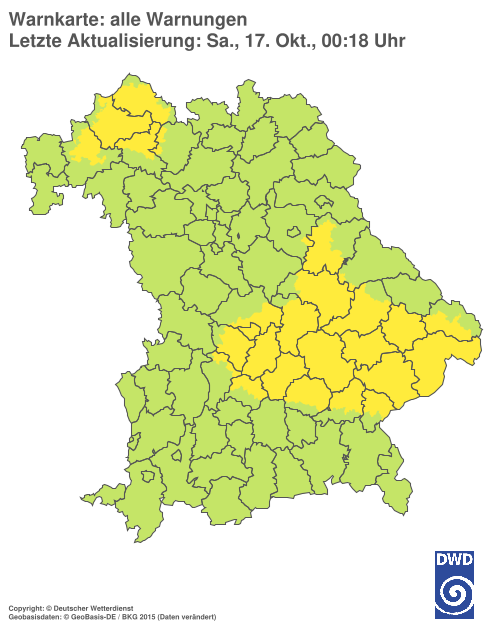 Aktuelle Warnkarte: Bayern